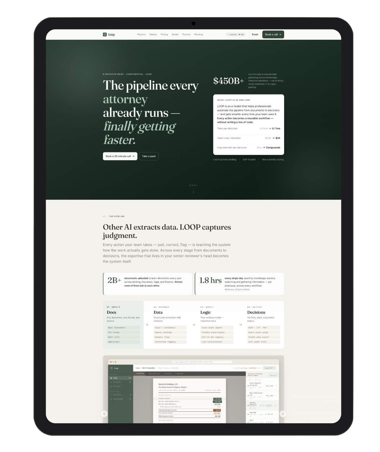 Loop — AI document-to-decision platform brand and landing page